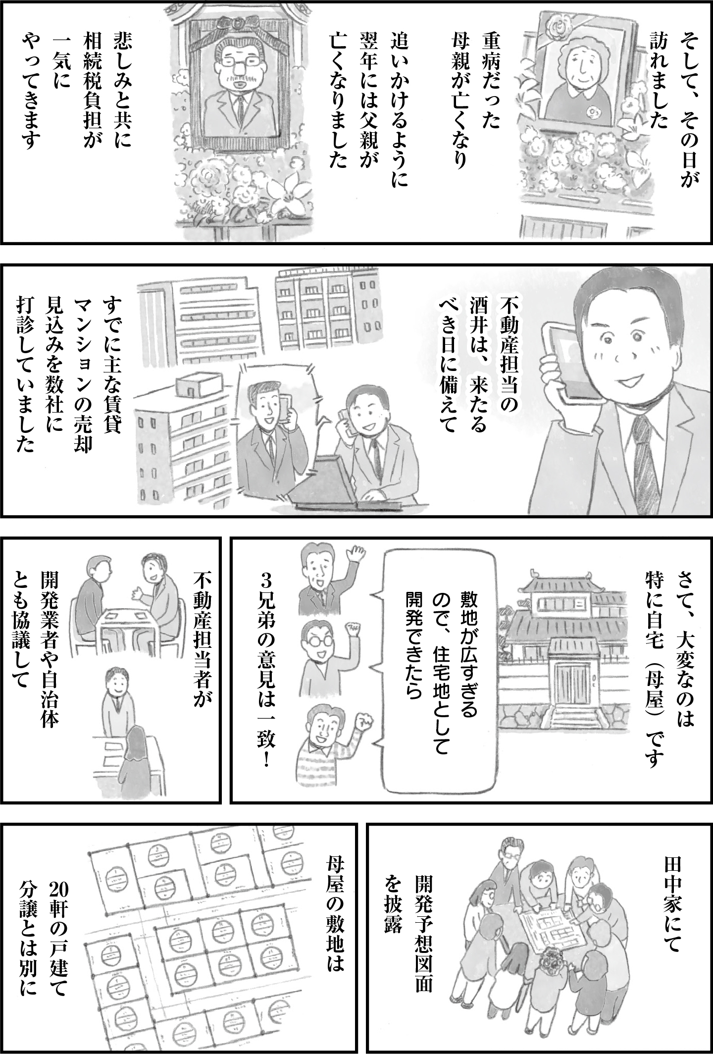 母親の死後、相続税負担が重くなり、田中家は賃貸マンションの売却と母屋の開発計画を検討。専門家と共に不動産の有効活用を進めています。